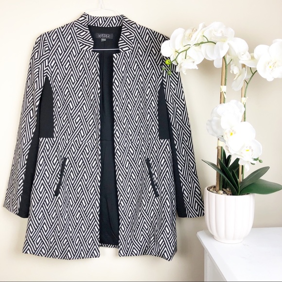 Kasper Jackets & Blazers - Geometric Print Open Front Blazer Coat 10